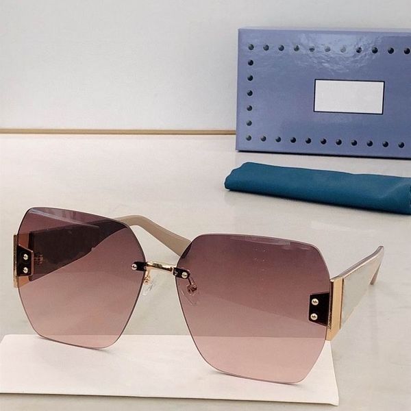 

2022 women men fashion sunglasses khaki width plank frame purple rimless lenses available with box, White;black