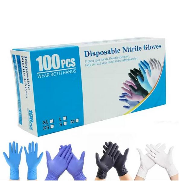 Luvas descartáveis ​​de nitrila azul dos EUA Luvas descartáveis ​​pó sem látex pacote de 100 peças luvas anti-skid luvas anti-áídicas fy9518 c0809x01