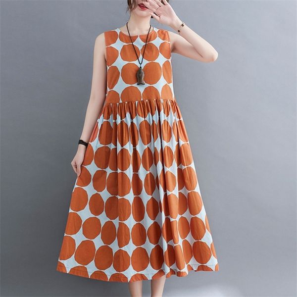 

sleeveless tank dress japan style polka dot print fashion women holiday travel casual summer office lady work 220613, Black;gray