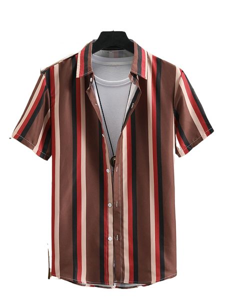 

romwe guys striped shirt without tee b6re#, White;black