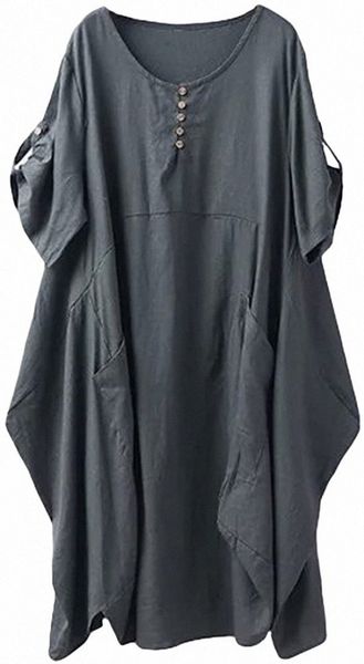 

women's ruffle oversize casual midi dresses with pockets n0tn#, Black;gray
