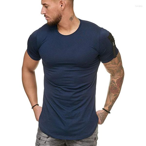 Erkekler Tişörtleri Marka Yaz Fitness Erkekler Kısa Kollu T-Shirt Eğik O-Neck Spor Salonu Giyim Vücut Geliştirme Gömlek Erkek İnce Sıkı Tees Üstler '