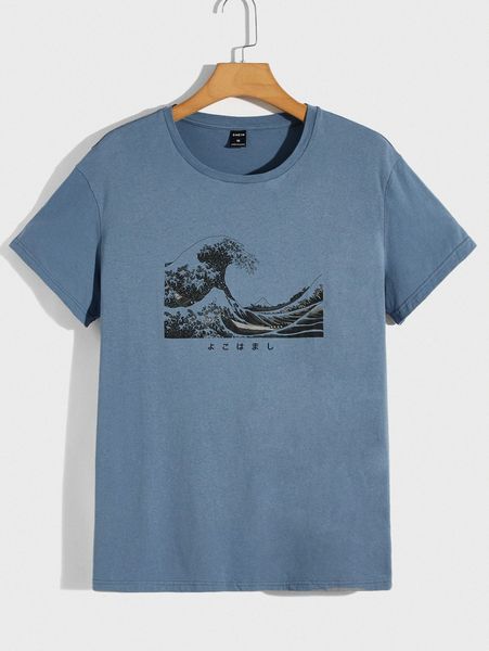 

men wave and japanese letter graphic tee y8dn#, White;black