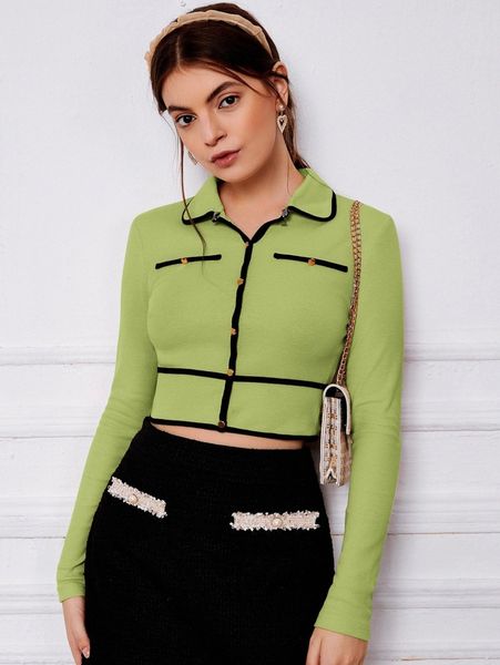 

contrast binding crop tee w6ut#, White