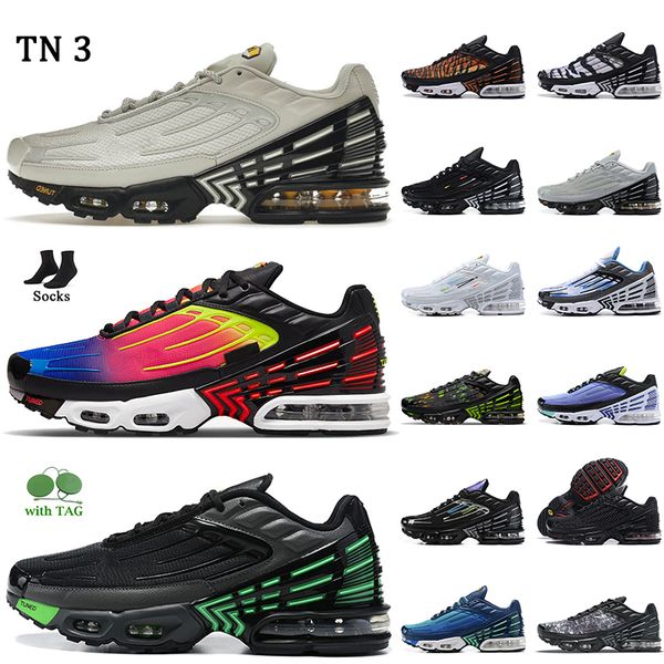 

outdoor jogging sport running shoes fashion 2022 tn plus 3 women mens trainers light bone rainbow mesh triple white black iridescent laser b