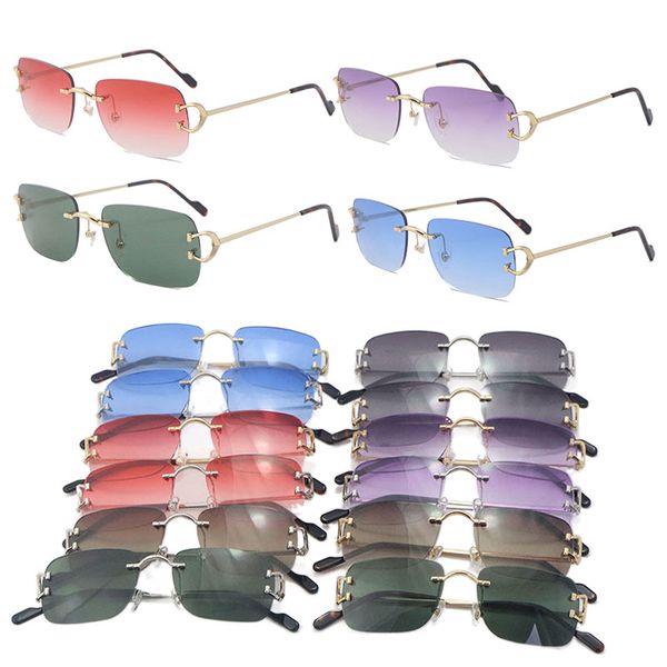 Neue Designer-C-Dekoration, Metall, randlos, quadratische Sonnenbrille, Damenmode, Sonnenbrille, Paarungen, Schuhe, Taschen, 0344O 001, Rahmen, 18 Karat Gold, männliche und weibliche Adumbral-Größe 57