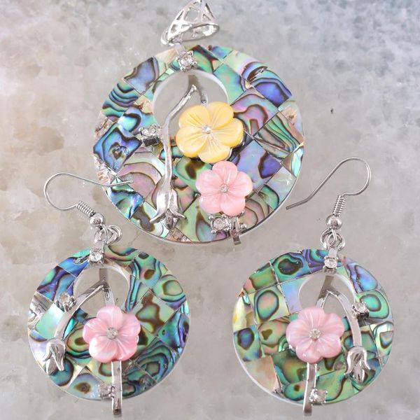 Подвесные ожерелья цветочные украшения наборы натуральные голубые Зеландию Серьги колье с ракушкой для женщин 1 Set K1329pendent