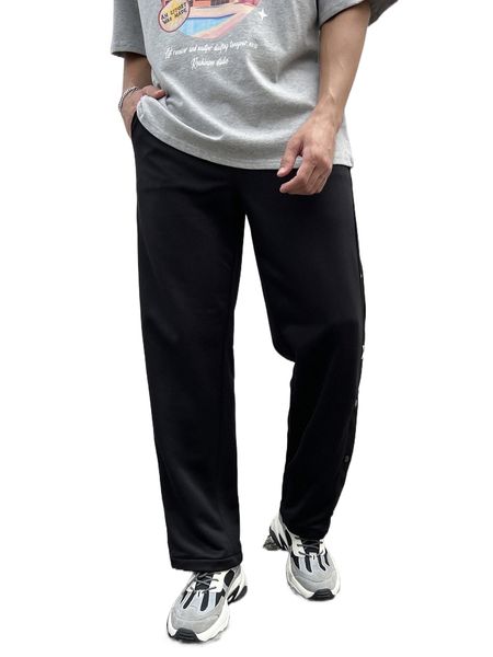 

men letter graphic slant pocket sweatpants s7gr#, Black