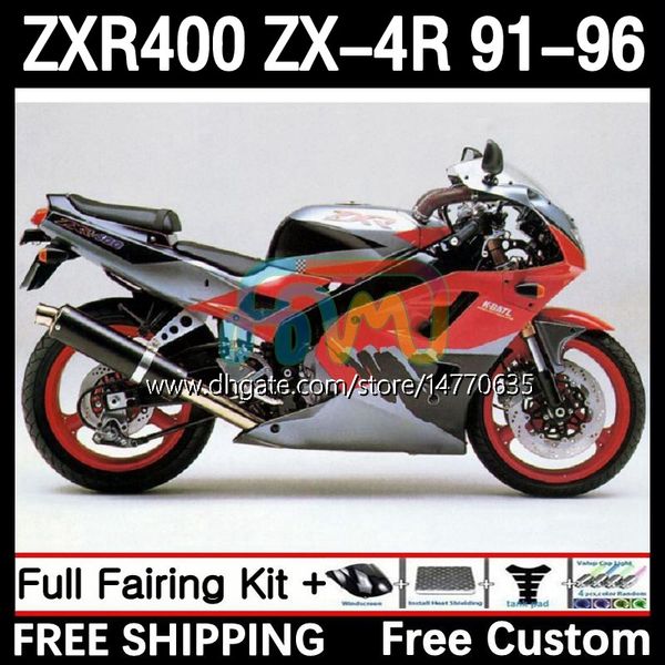 Набор для общеизводства для Kawasaki Ninja ZX4R 400CC ZXR-400 1991 1992 1993 94 95 96 Body 12DH.70 ZXR 400 CC ZX-4R ZX 4R Cowling ZXR400 91 92 93 1994 1995 1996 Телообразные серебряные красные