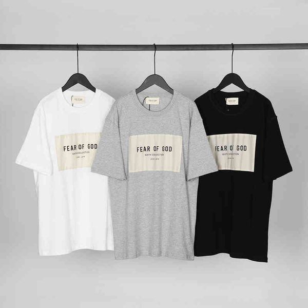 

2022ss luxury brand clothes feel season 6 short sleeve cotton t casual high street loose hip hop drop shoulder t-shirt couple, Black;brown