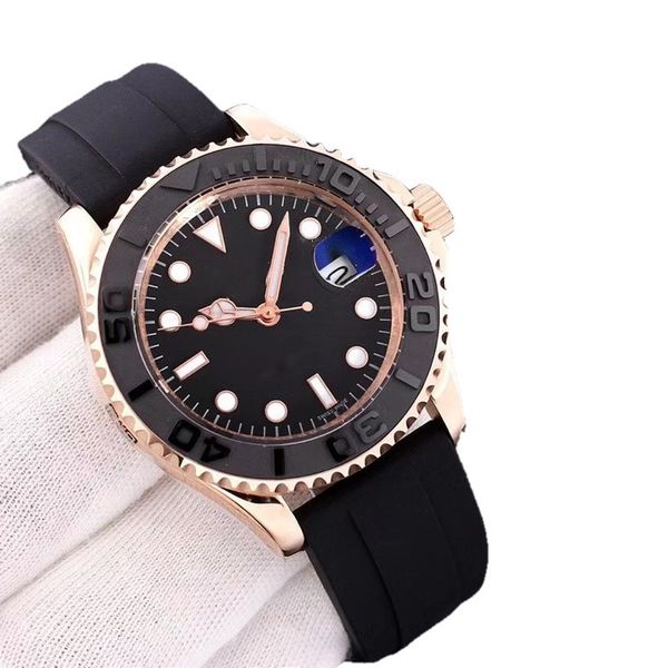 

premium men's watch 40mm black dial master automatic mechanical watches sapphire glass classic folding strap super luminous water resis, Slivery;brown
