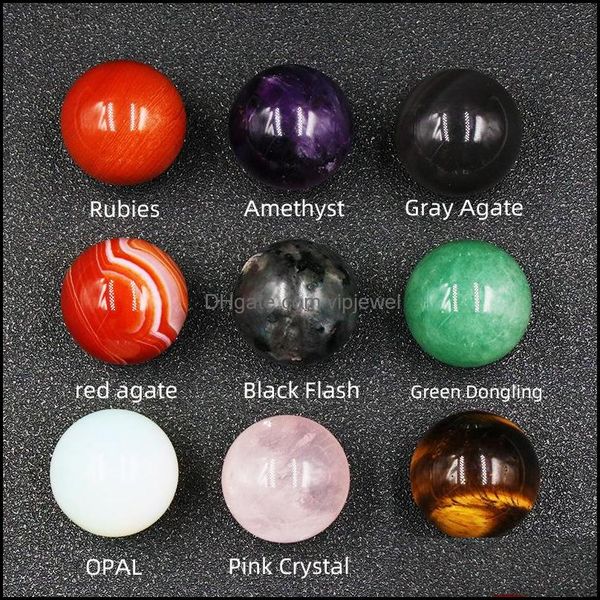 

stone loose beads jewelry 25mm ball amethyst rose quartz agate natural plant ornaments chakras yoga pieces stones dht4c, Black