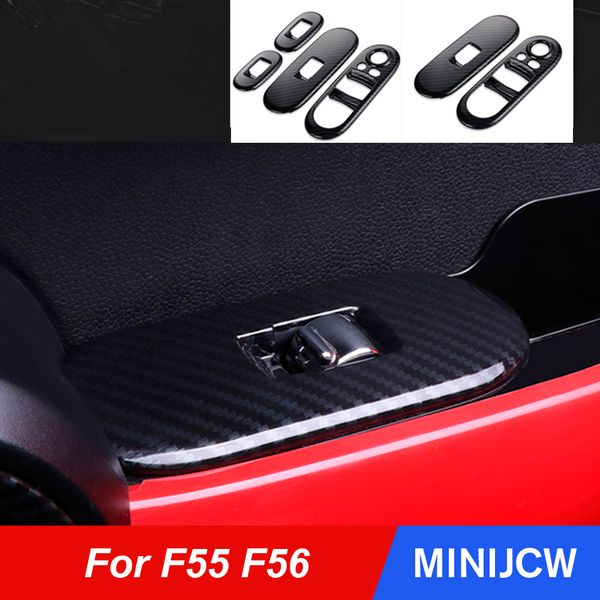 

car window lifter switch control cober case shell carbon fiber stickers for mini cooper s jcw f55 f56 hatchback car accessories