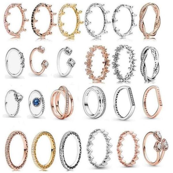 

new women ring cz heart diamond rings women jewelry for pandora 925 sterling silver wedding ring set with original box226c