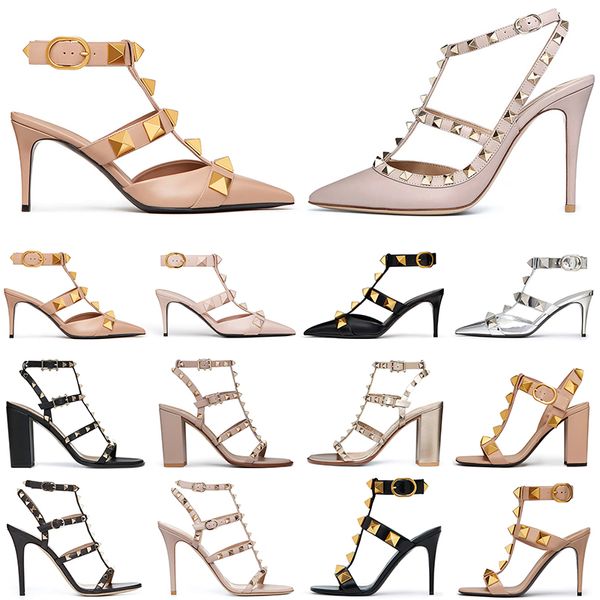 

designer dress shoes women sneakers stud pump high heels pointed toes patent leather metallic gold black rose womens sandals party wedding s