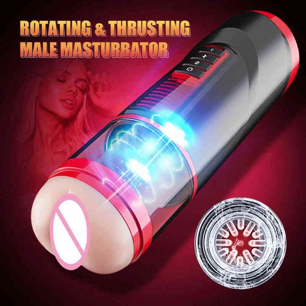 NXY masturbadores de rotação telescópica automática masculpator masculbador de voz inteligente vagina adulta clímax clímax brinquedos sexuais para homens 220507