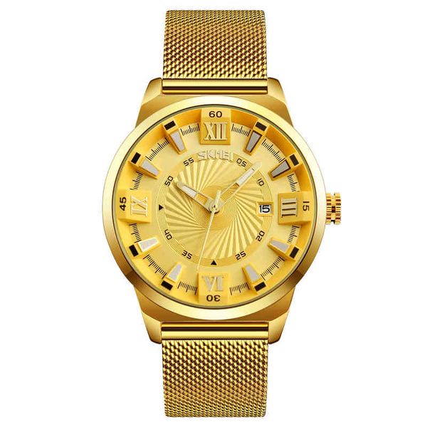 

skmei 9166 men quartz watch auto datteel roman number wrist watch, Slivery;brown
