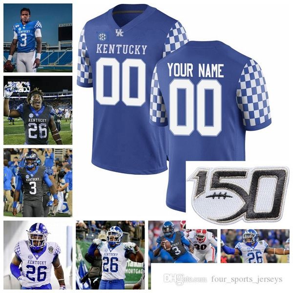 

ncaa kentucky wildcats college football jerseys 1 lynn bowden jr. 3 terry wilson 26 benny snell jr. 8 danny clark asim rose jr. customize, Black