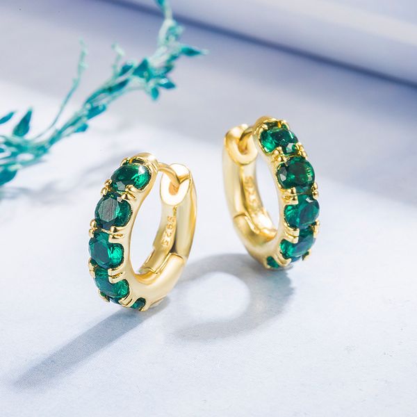 

zircon emerald earrings female fashion green 14k gold green crystal, Golden;silver