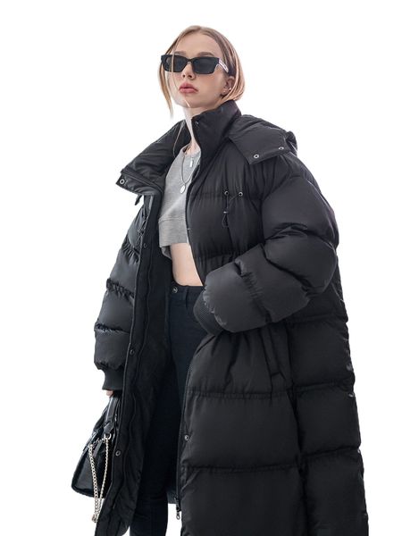 

coldbreak zipper hooded longline puffer coat h6gv#, Black