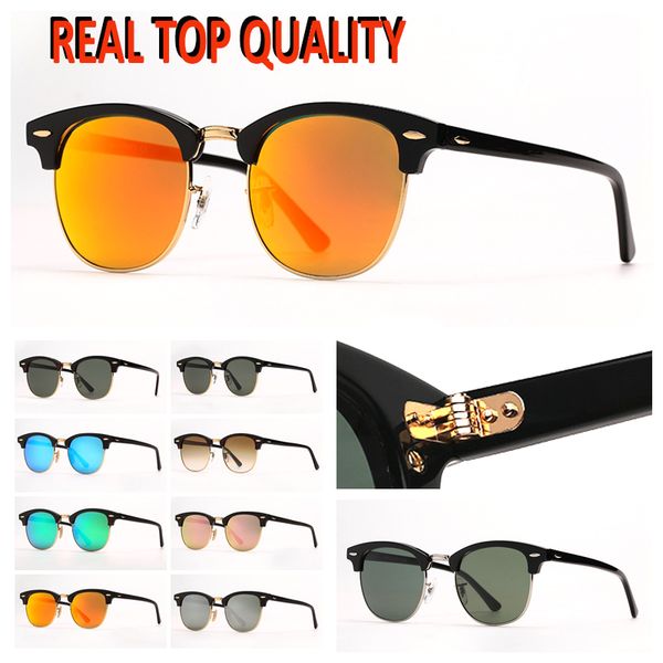 

factory wholesale 51mm half frame fashion club sunglasses womens mens master uv protection mirror sunglass gafas, White;black