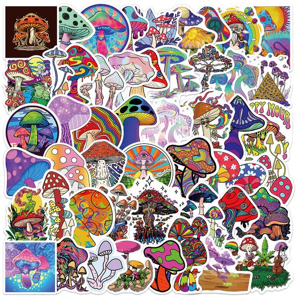 

50pcs psychedelic aesthetics mushroom stickers decal car guitar motorcycle luggage suitcase cartoon graffiti sticker