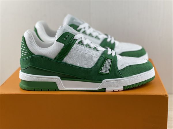 

2022 release trainer green monogram denim white low shoes 508 high-men climbing ss21 genuine leather suede outdoor sports sneakers with orig