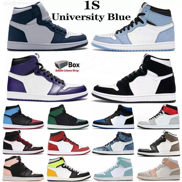 

2022 1s boots university blue unc mens basketball shoes jumpman 1 travis dark mocha obsidian trainers hyper royal sports sneakers eur 36-47, Black
