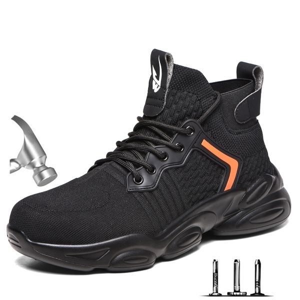 

mens plus size mesh steel toe outdoor indestructible safety shoes men industrial & construction puncture proof work shoes 210315, Black;brown