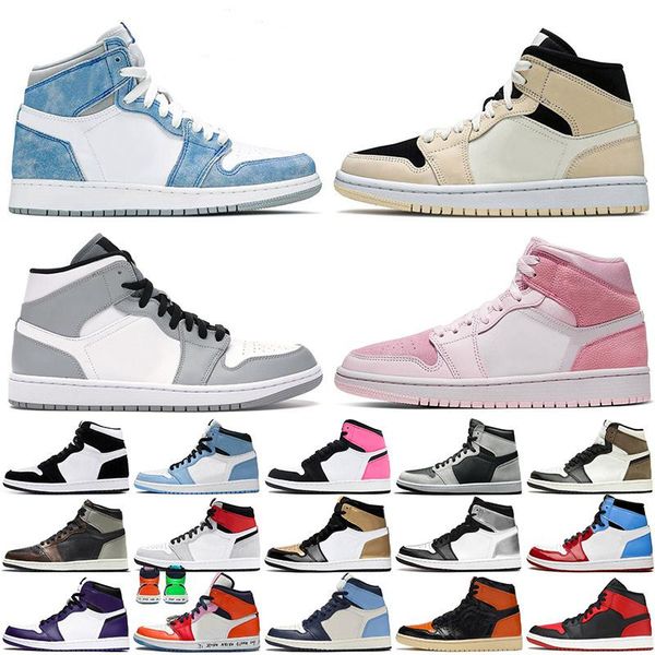 

[with box]jumpman 1 shoes 1s dark mocha sandals white toe university blue light smoke grey unc twist digital pink hyper royal shadow black b