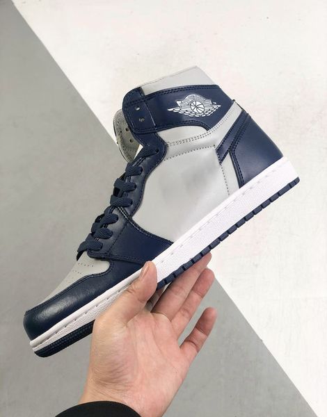 

with box 2022 1 high 85 georgetown basketball shoes men women white grey college navy 1s sneakers