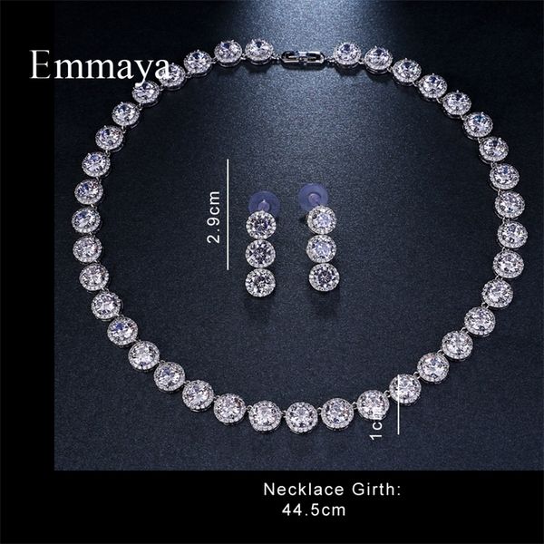 

emmaya brand gorgeous round white gold color aaa cubic zircon wedding jewelry sets for lover brides gift 220810, Slivery;golden