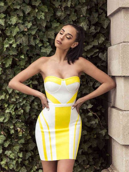 

casual dresses strapless backless color matching breast wrapping slim fitting hip short bandage dress women's tricolor optional, Black;gray