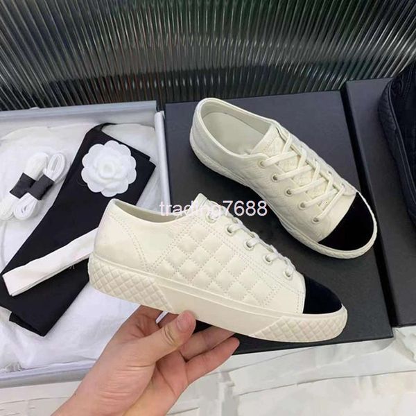 

dress shoes biscuit shoes style small fragrance color matching lingge flat bottom casual women's versatile white board, Black