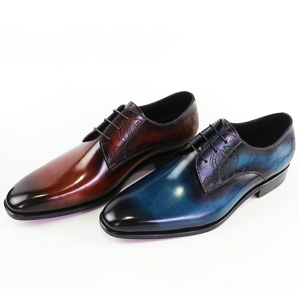 

handmade men's shoes formal dress alessandro infini leather oxford suit casual business blue, Red;white