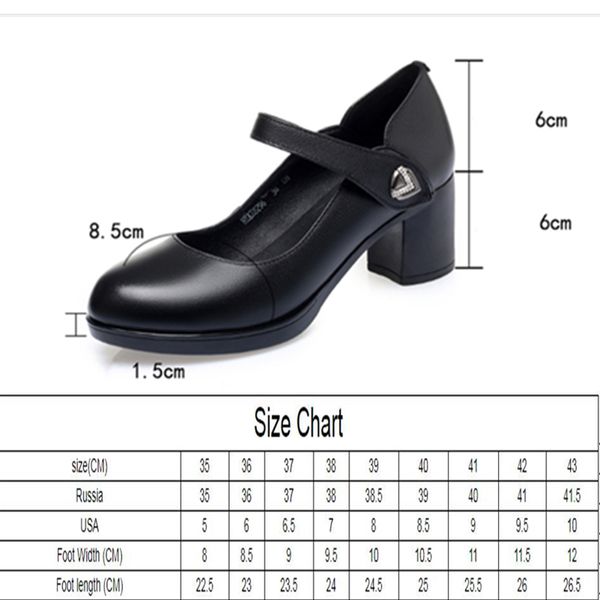 

ladies shoes spring 2022 new genuine leather high heels shoes woman large size 41 42 round toe mary jane shoes, Black