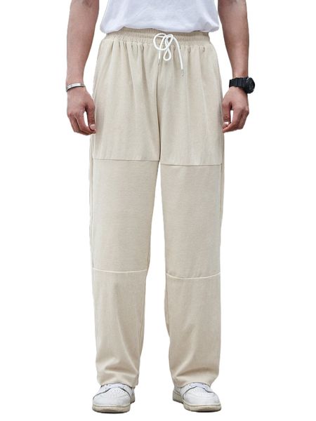

men drawstring waist corduroy pants n5i0#, Black