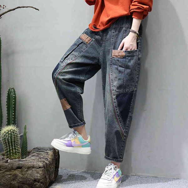 

women's jeans jeans korean cotton, female piece baggy high waist faded high-end retro cotton casual with slices ph3s, Blue