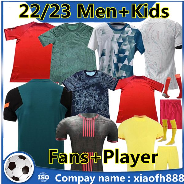 

22/23 alexander arnold soccer jerseys 2021 2022 2023 diogo fabinho jones a.becker robertson men kids kit+socks full sets football shirts tra, Black;yellow