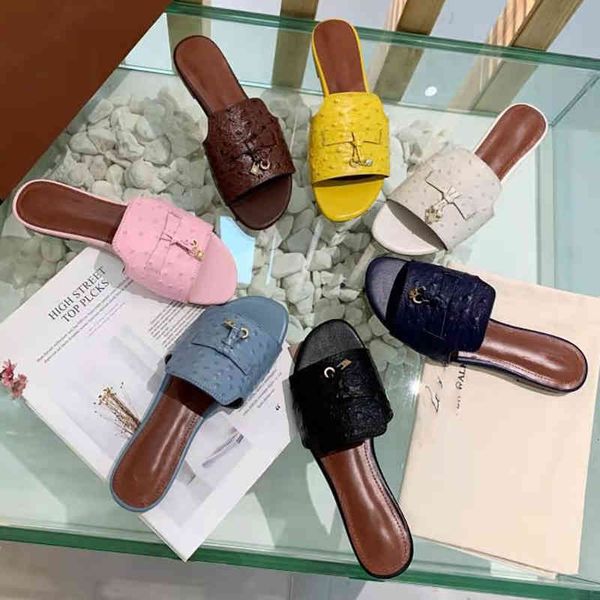 

slippers vallu summer style ostrich grain leather fashion casual beach sandals outdoor gaje, Black