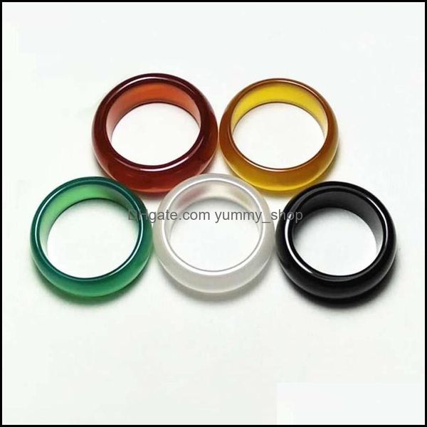 

band rings jewelry jade 8-9mm different color agate finger ring for women men fashion wholesale 0927wh drop delivery 2021 sx8vd, Silver