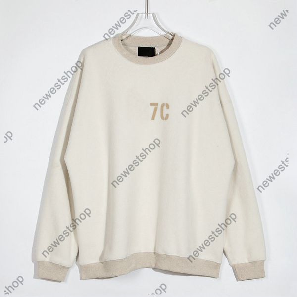 

mens hoodies 7th oversize flocking print hoodie loose reverse wear fleece sweatshirt, Black