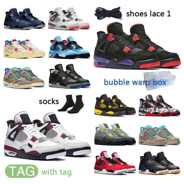 

2022 high 4s 4 basketball shoes university blue white oero shimmer black cat lightning fire red bred pure money metallic purple green