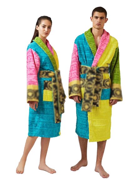 

cotton men women bathrobe sleepwear long robe designer letter print couples sleeprobe nightgown winter warm pajamas 008
