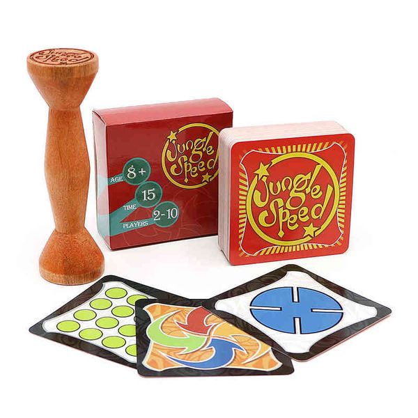 

spanish & english jungle board games brown wood token run fast pair forest speed for kids family party playing cards table game t220728
