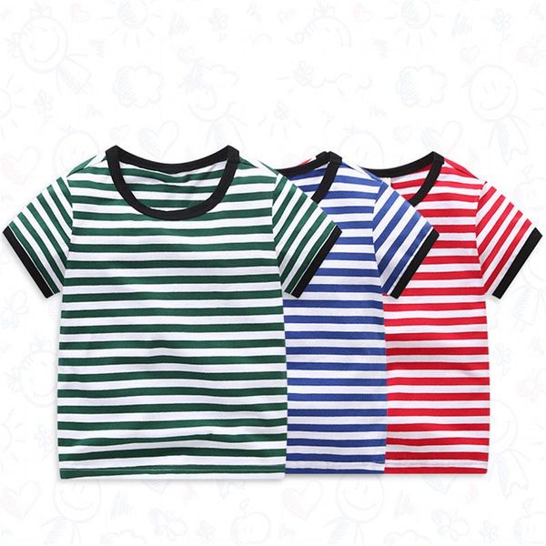 T-shirts Mode Baby Junge Kleinkind Sommer Kleidung Kurzarm Dünne T-shirt Kinder Streifen Jungen Stern T Shirt Für 1 bis 7 JahreT-shirts