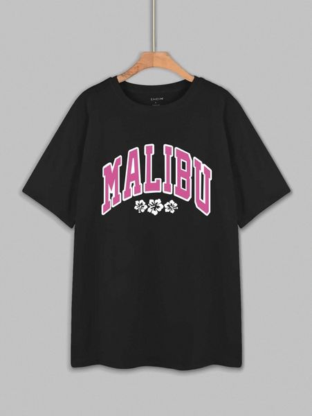 

floral & letter graphic tee q6af#, White