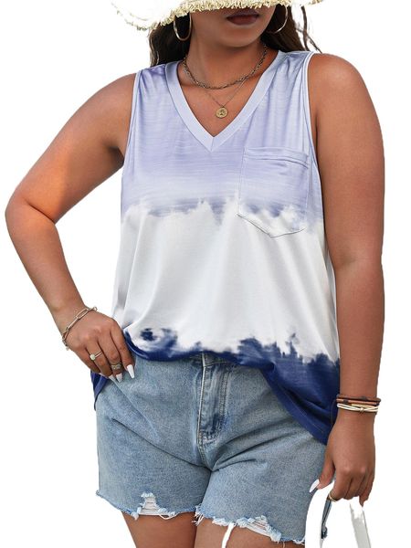 

plus tie dye pocket patched tank b1mm#, Black