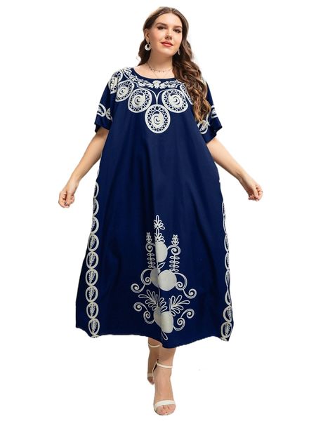 

plus geo print dolman sleeve dress j7ck#, Black