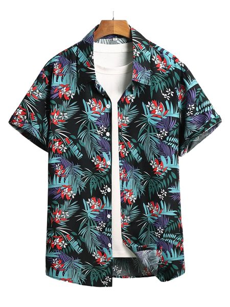 

men random tropical print shirt without tee w4mg#, White;black